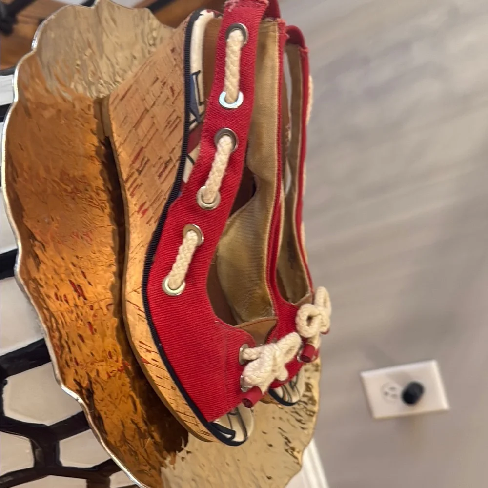 Sperry Red Espadrille Shoes with Nautical Lacing - Picture 2 of 5